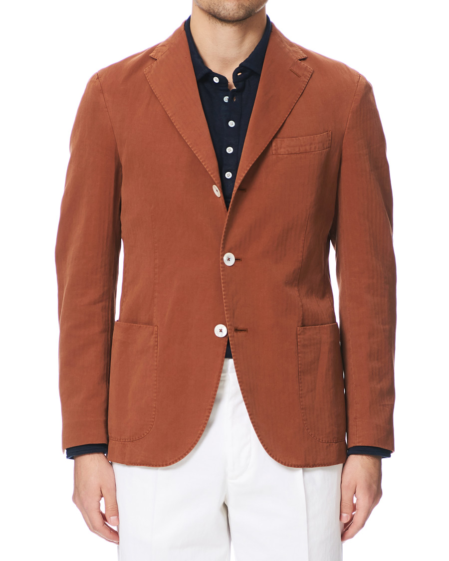 Herre | Dressjakker | The Gigi | Linen Herringbone Blazer Orange