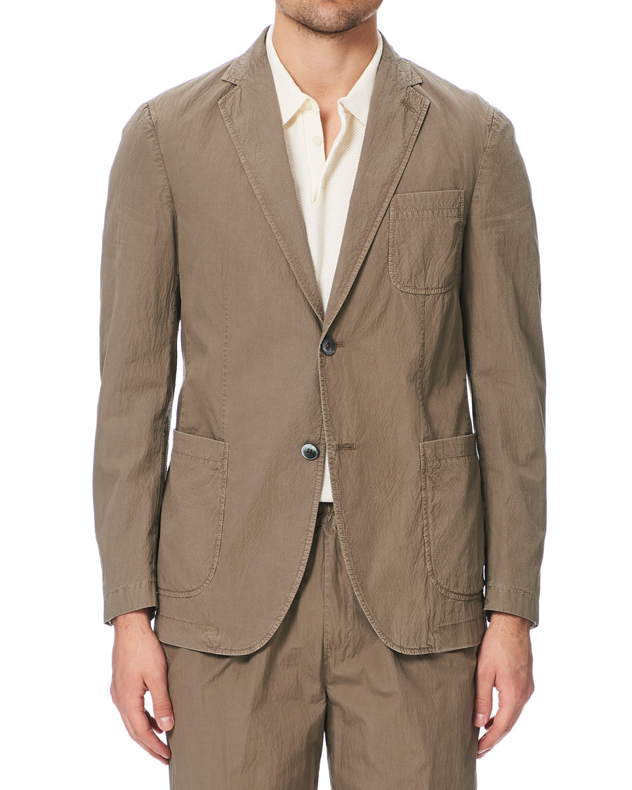 Herre | Dressjakker | The Gigi | Soft Seersucker Blazer Olive