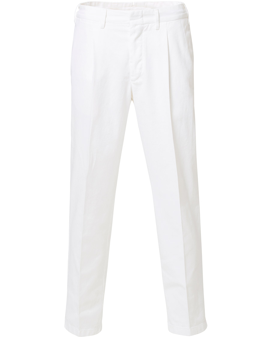 Herre | Bukser | The Gigi | Tonga Pleated Cotton Chinos White