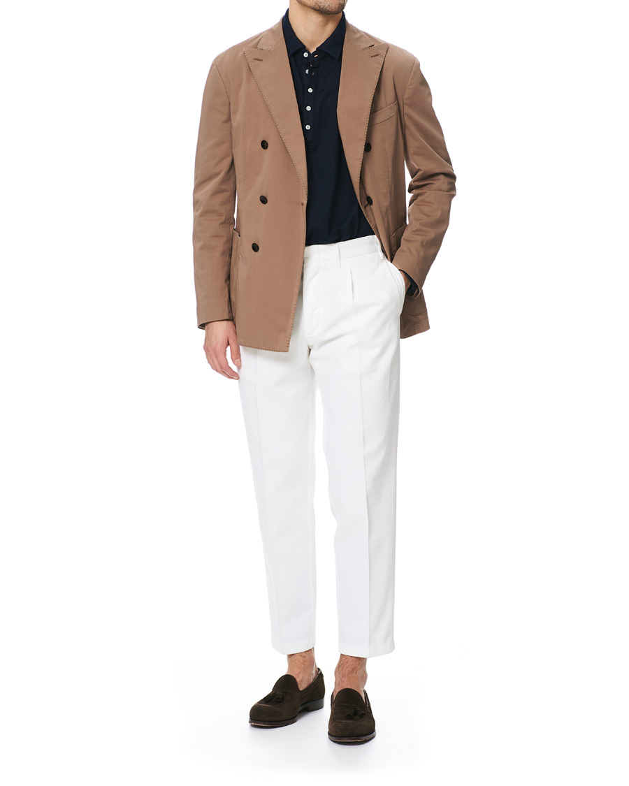 Herre | Bukser | The Gigi | Tonga Pleated Cotton Chinos White