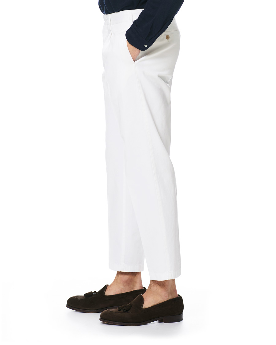 Herre | Bukser | The Gigi | Tonga Pleated Cotton Chinos White