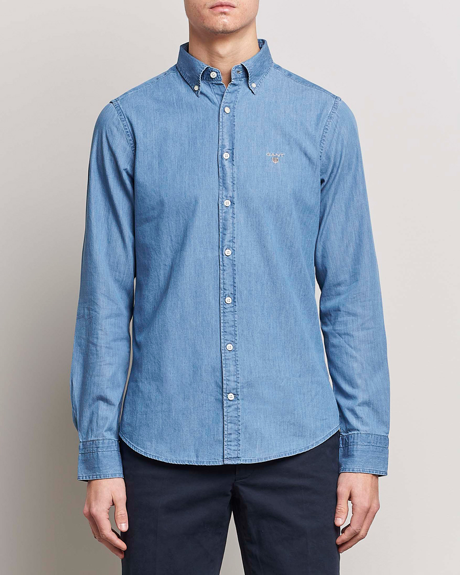 Herre |  | GANT | Slim Fit Indigo Shirt Semi Light Blue