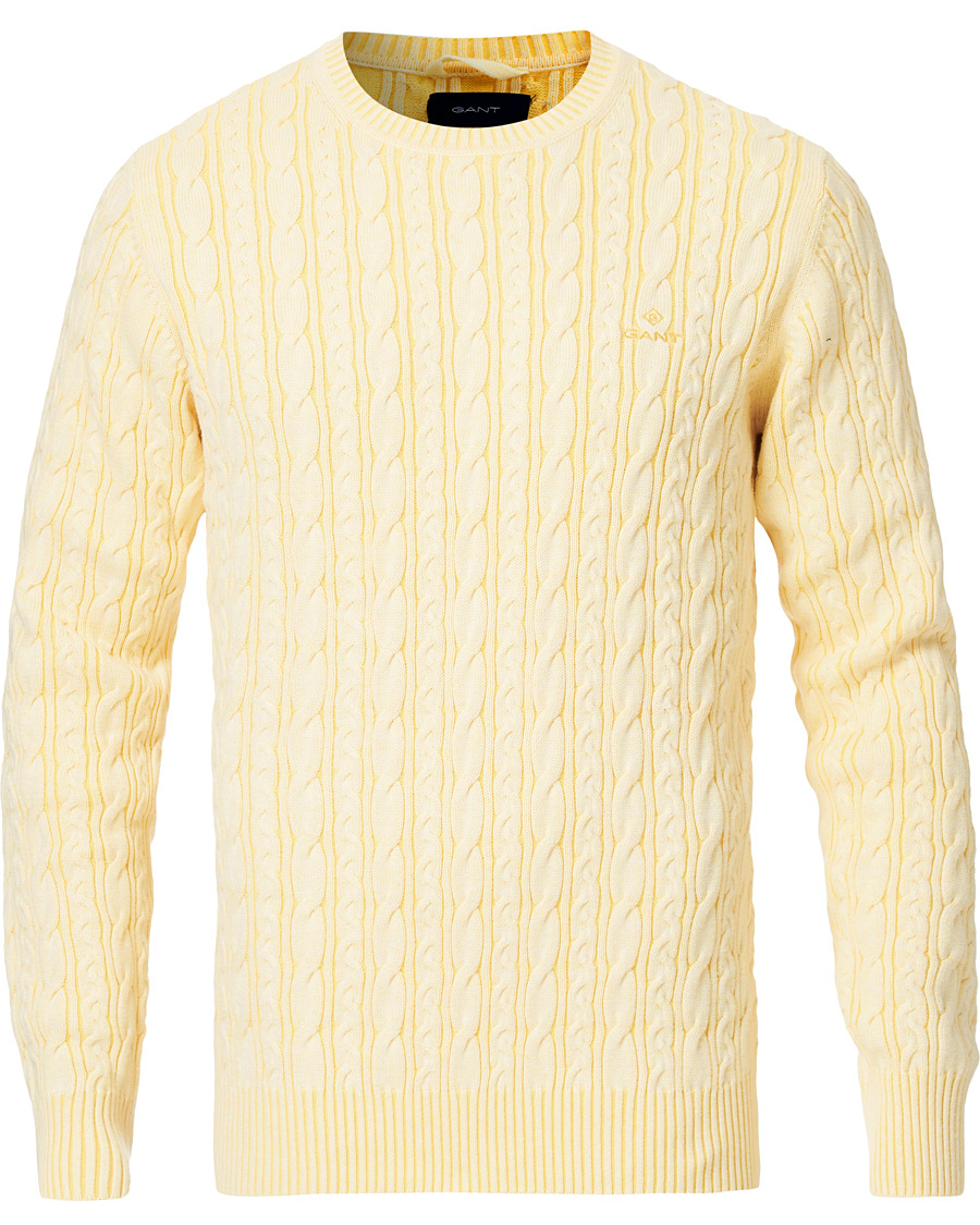 Herre | Gensere | GANT | Sunbleached Crew Neck Cable Pullover Sunlight