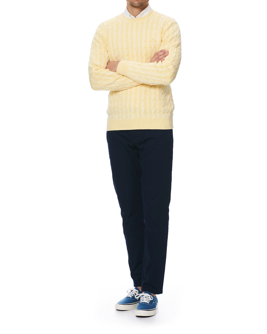 Herre | Gensere | GANT | Sunbleached Crew Neck Cable Pullover Sunlight