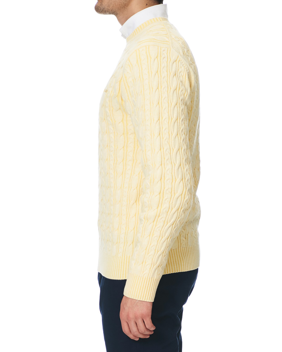 Herre | Gensere | GANT | Sunbleached Crew Neck Cable Pullover Sunlight