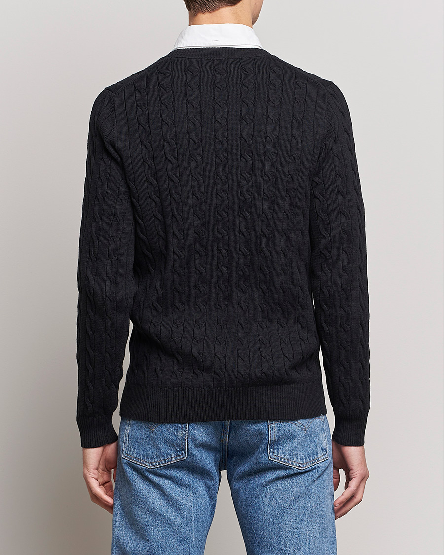 Herre | Gensere | GANT | Cotton Cable Crew Neck Pullover Black