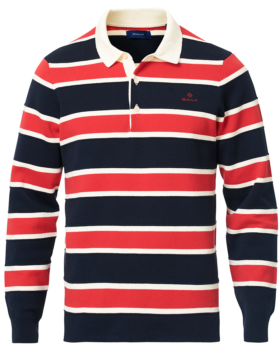 Herre | Gensere | GANT | Knitted Striped Rugger Bright Red