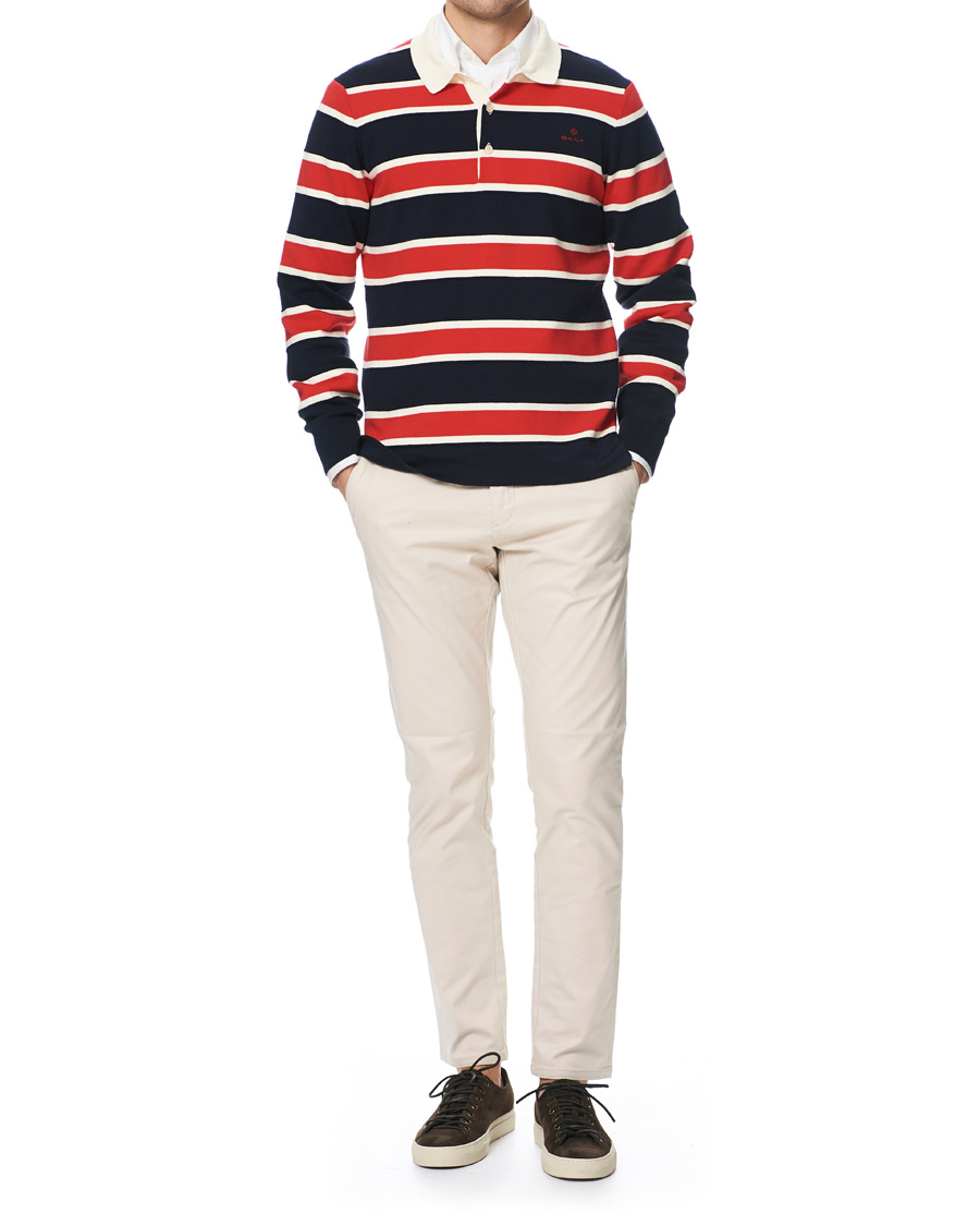 Herre | Gensere | GANT | Knitted Striped Rugger Bright Red