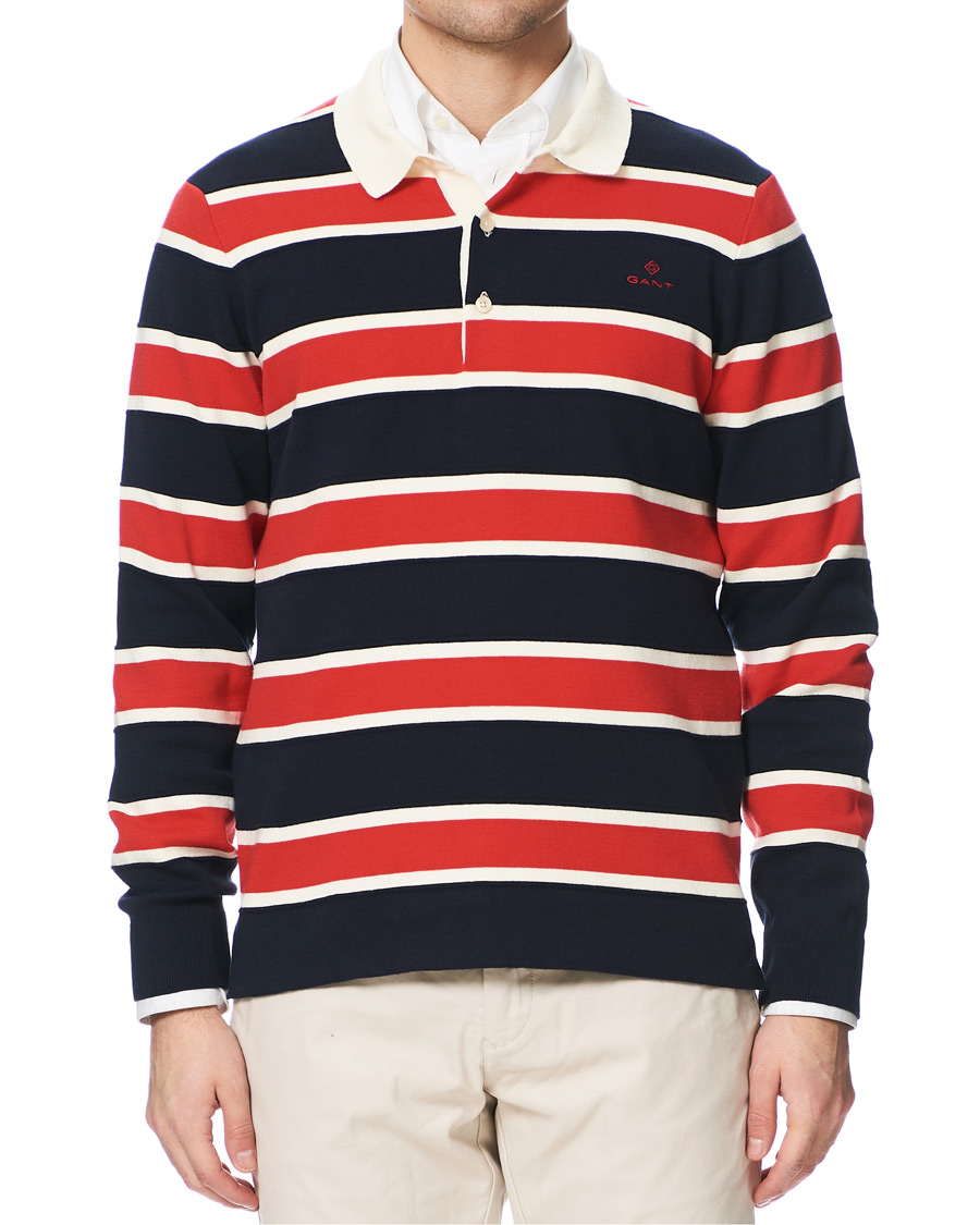 Herre | Gensere | GANT | Knitted Striped Rugger Bright Red