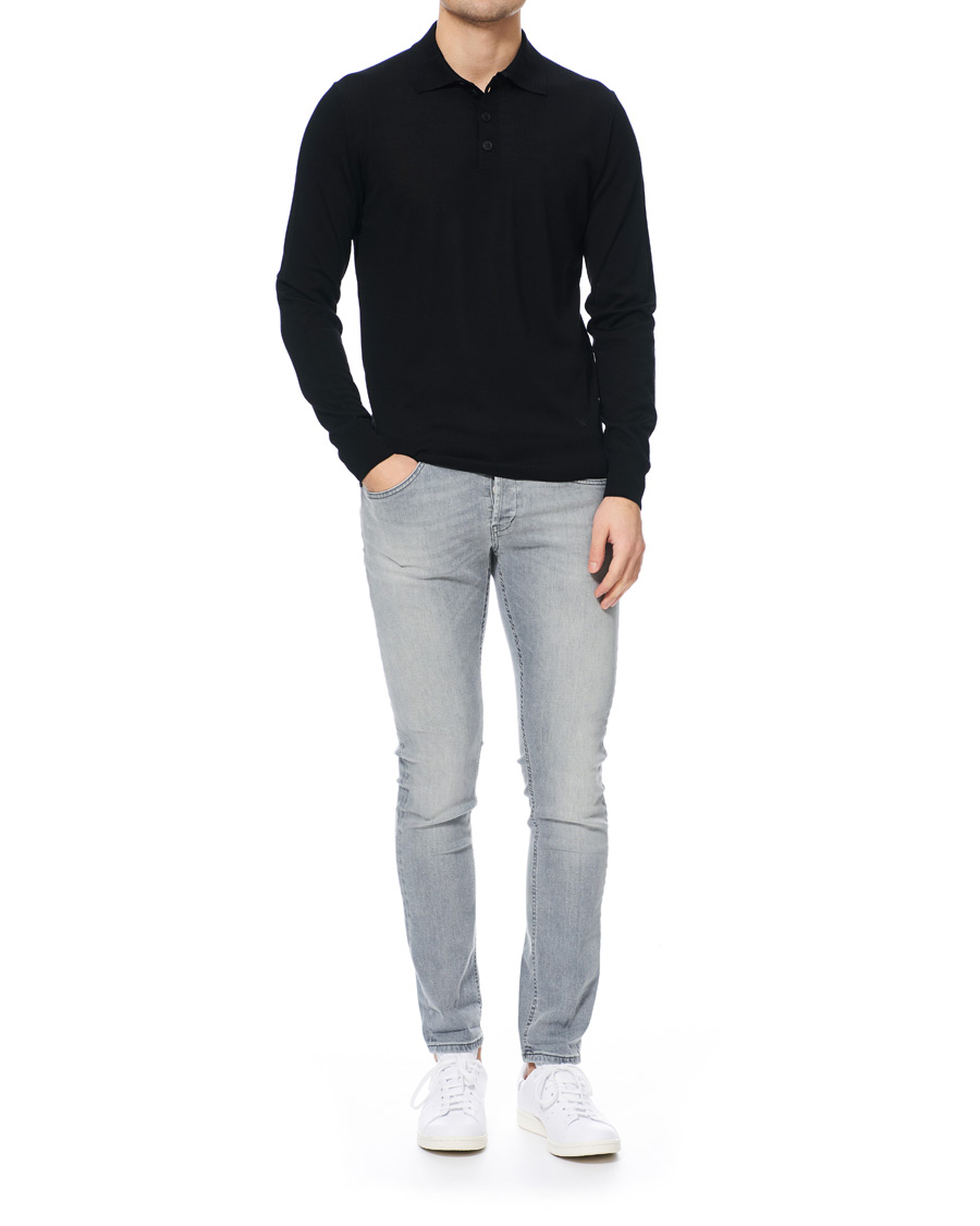 Herre | Gensere | Emporio Armani | Knitted Long Sleeve Polo Black