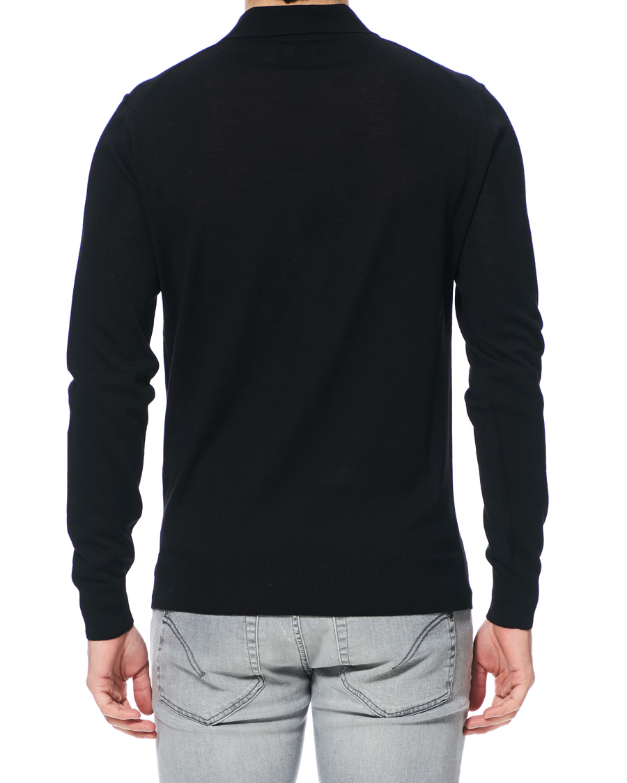 Herre | Gensere | Emporio Armani | Knitted Long Sleeve Polo Black