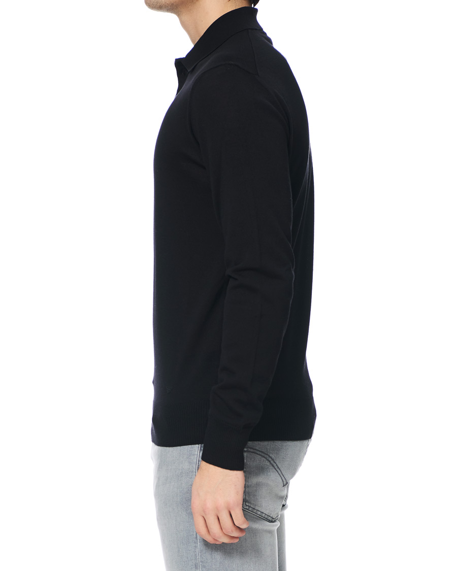 Herre | Gensere | Emporio Armani | Knitted Long Sleeve Polo Black