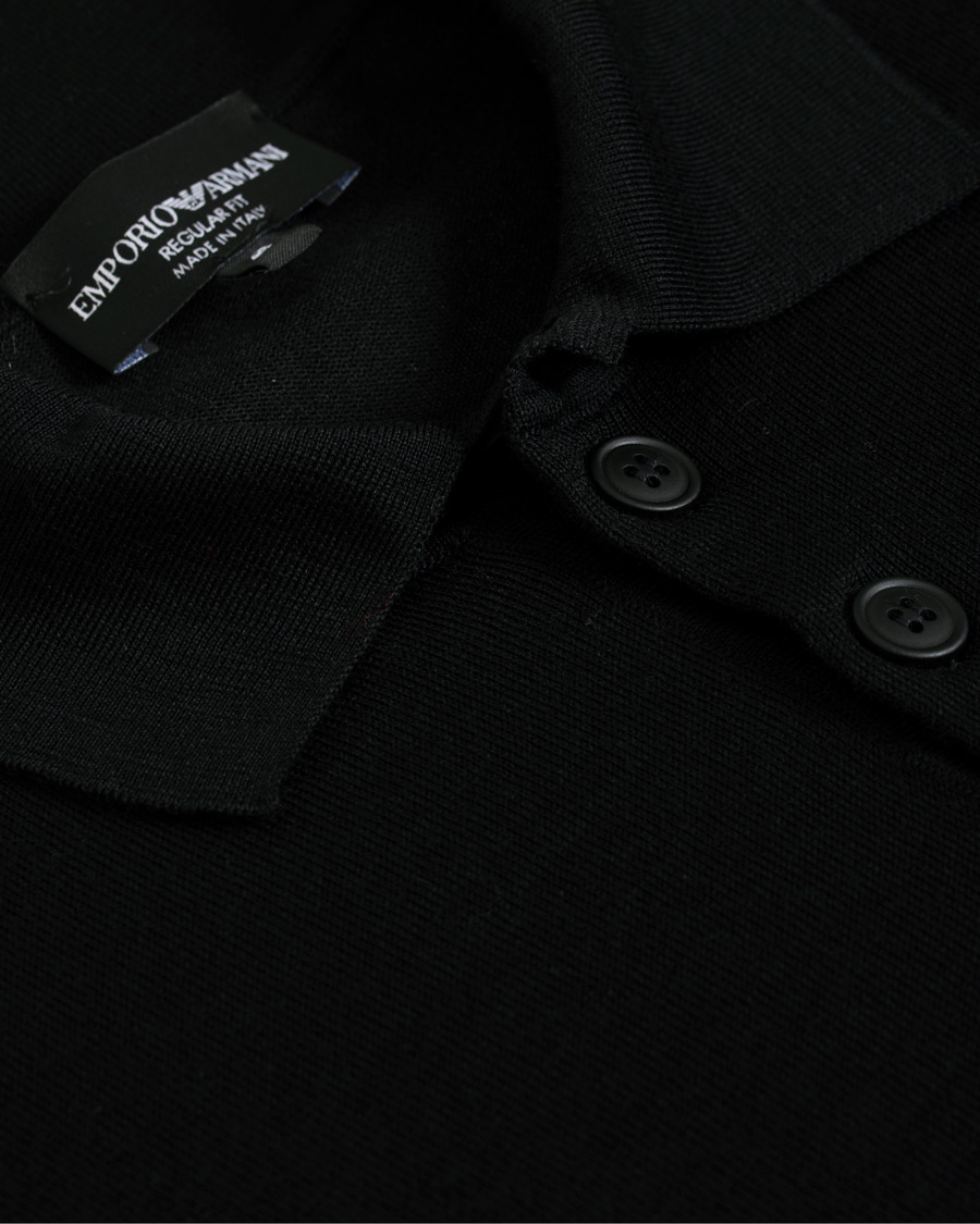 Herre | Gensere | Emporio Armani | Knitted Long Sleeve Polo Black