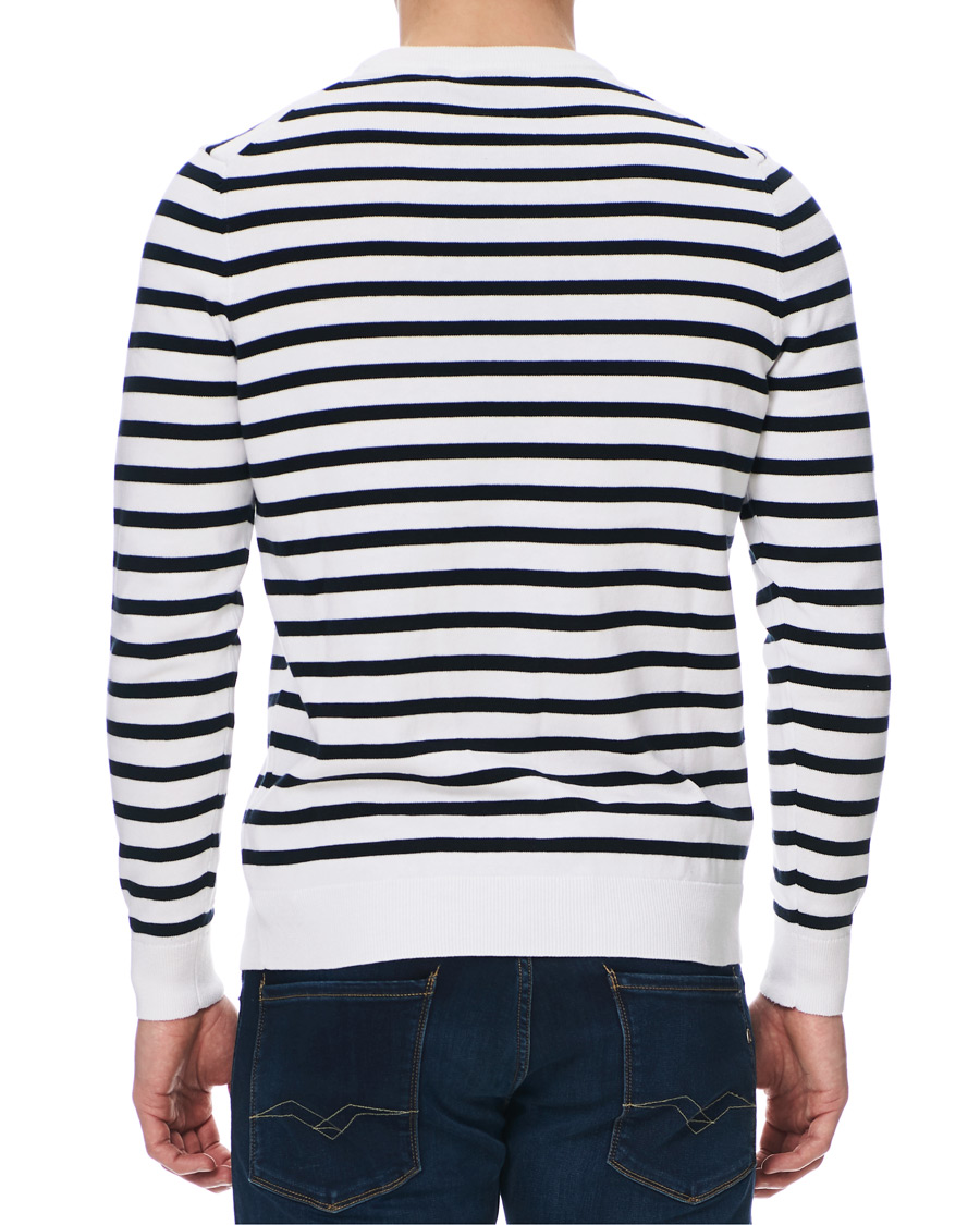 Herre | Gensere | Lyle & Scott | Breton Stripe Crew Neck Pullover White/Navy