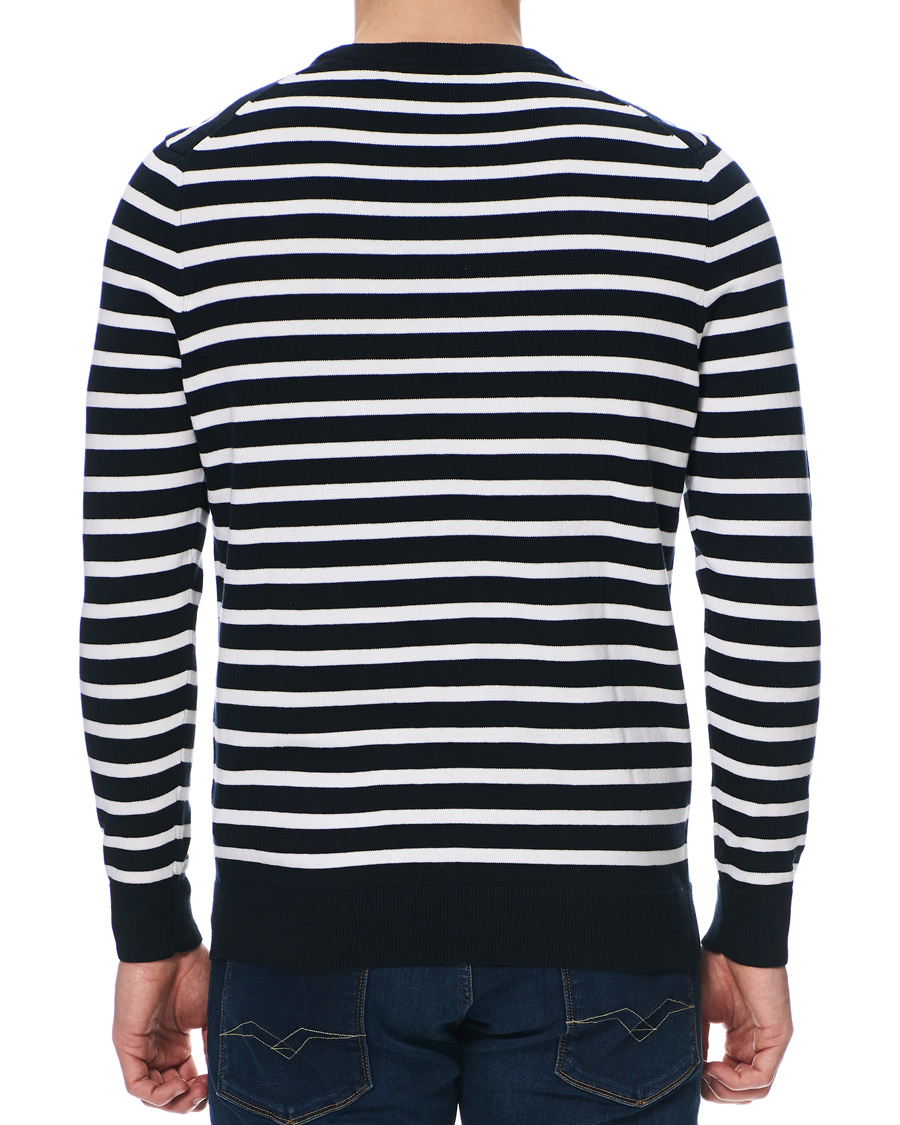 Herre | Gensere | Lyle & Scott | Breton Stripe Crew Neck Pullover Dark Navy/White