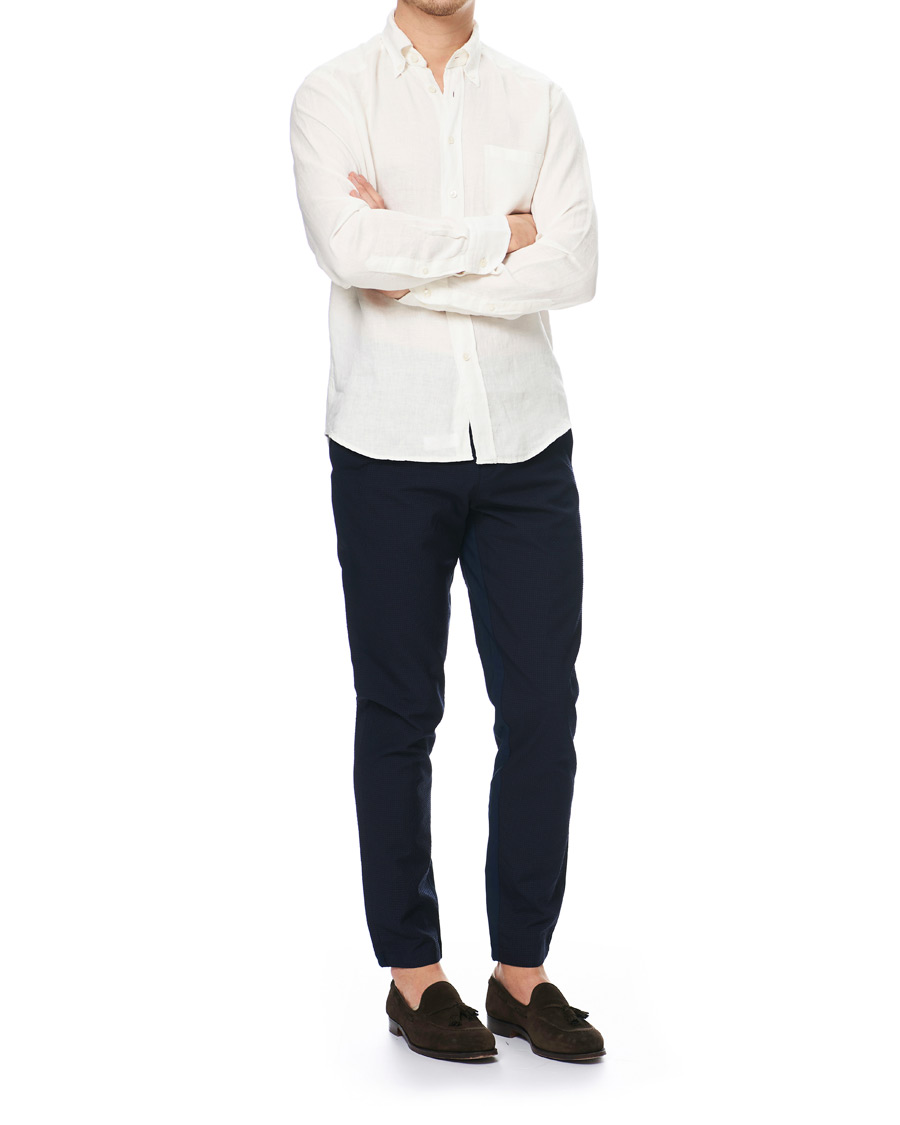 Herre | Skjorter | Eton | Slim Fit Linen Button Down Shirt Cream
