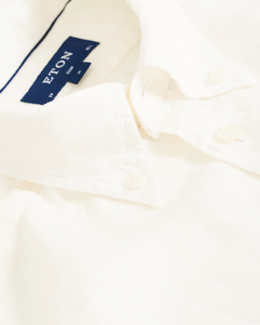 Herre | Skjorter | Eton | Slim Fit Linen Button Down Shirt Cream
