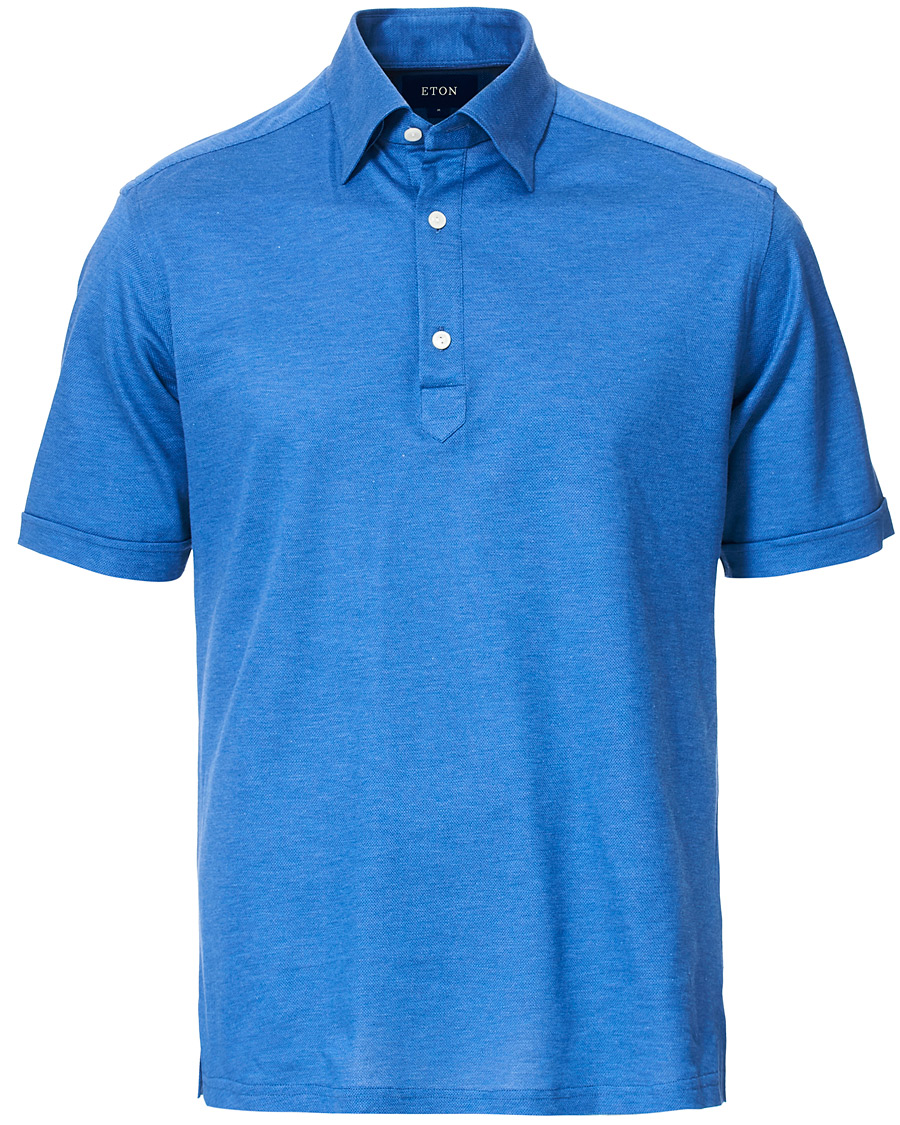 Herre | Pikéer | Eton | Slim Fit Short Sleeve Pique Shirt Blue