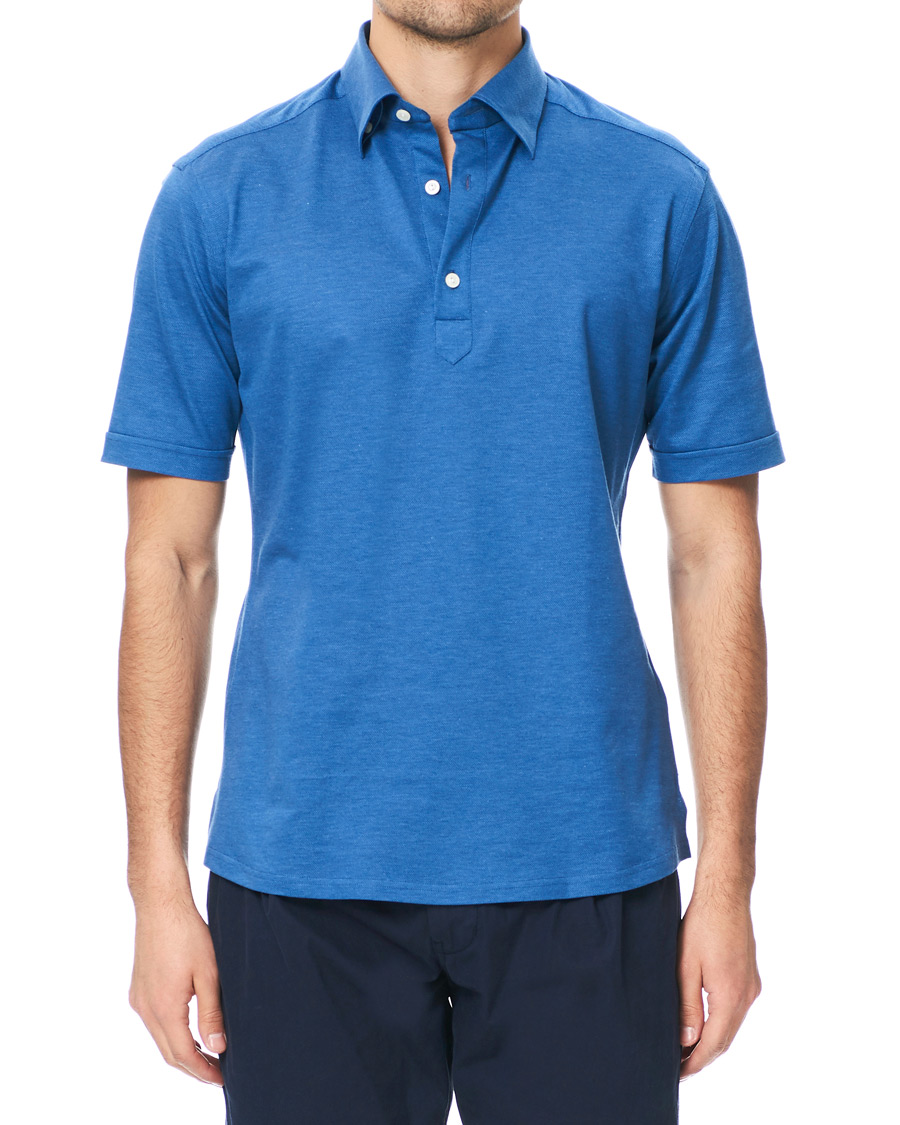 Herre | Pikéer | Eton | Slim Fit Short Sleeve Pique Shirt Blue