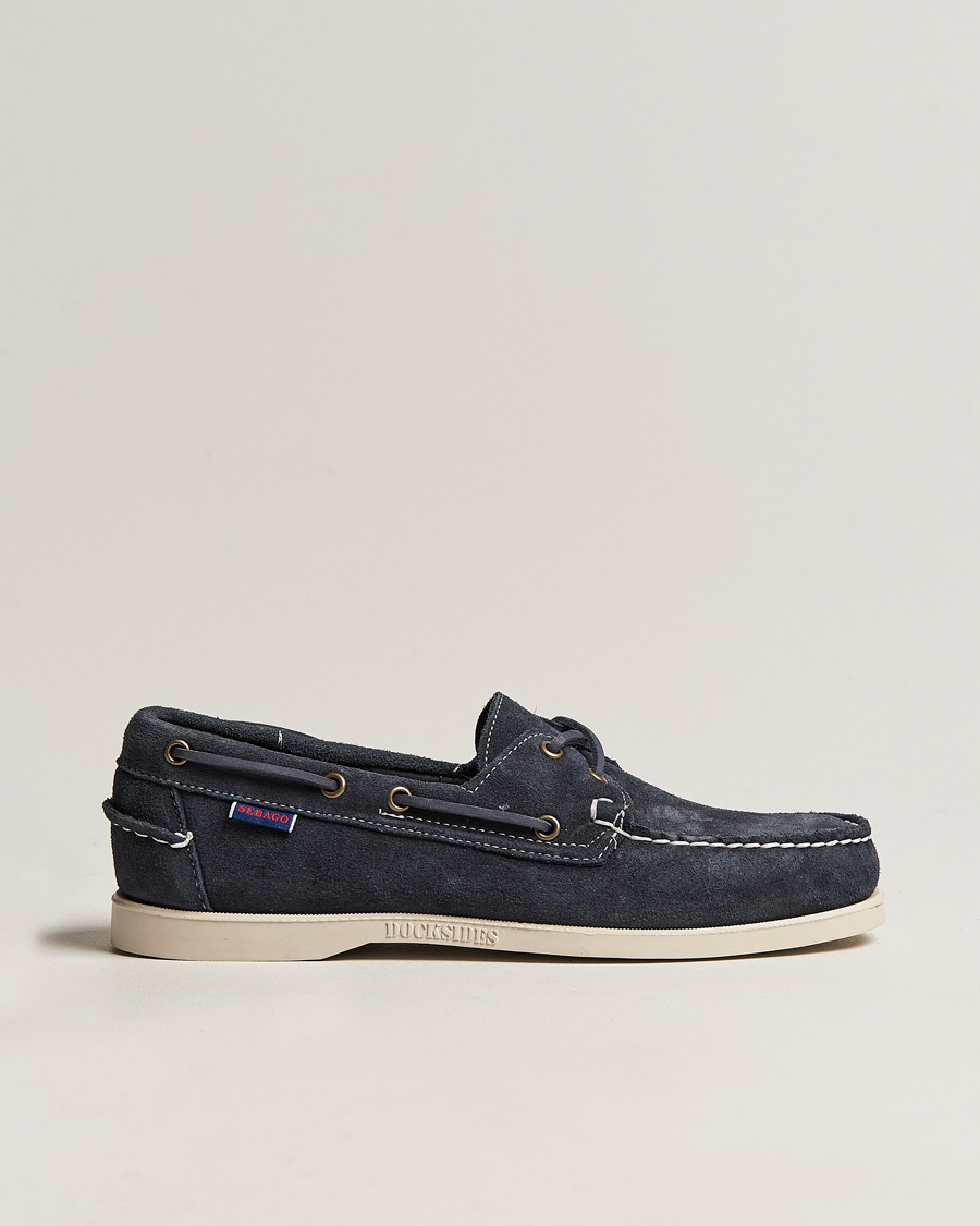 Herre | Sebago Docksides Suede Boat Shoe Navy | Sebago | Docksides Suede Boat Shoe Navy