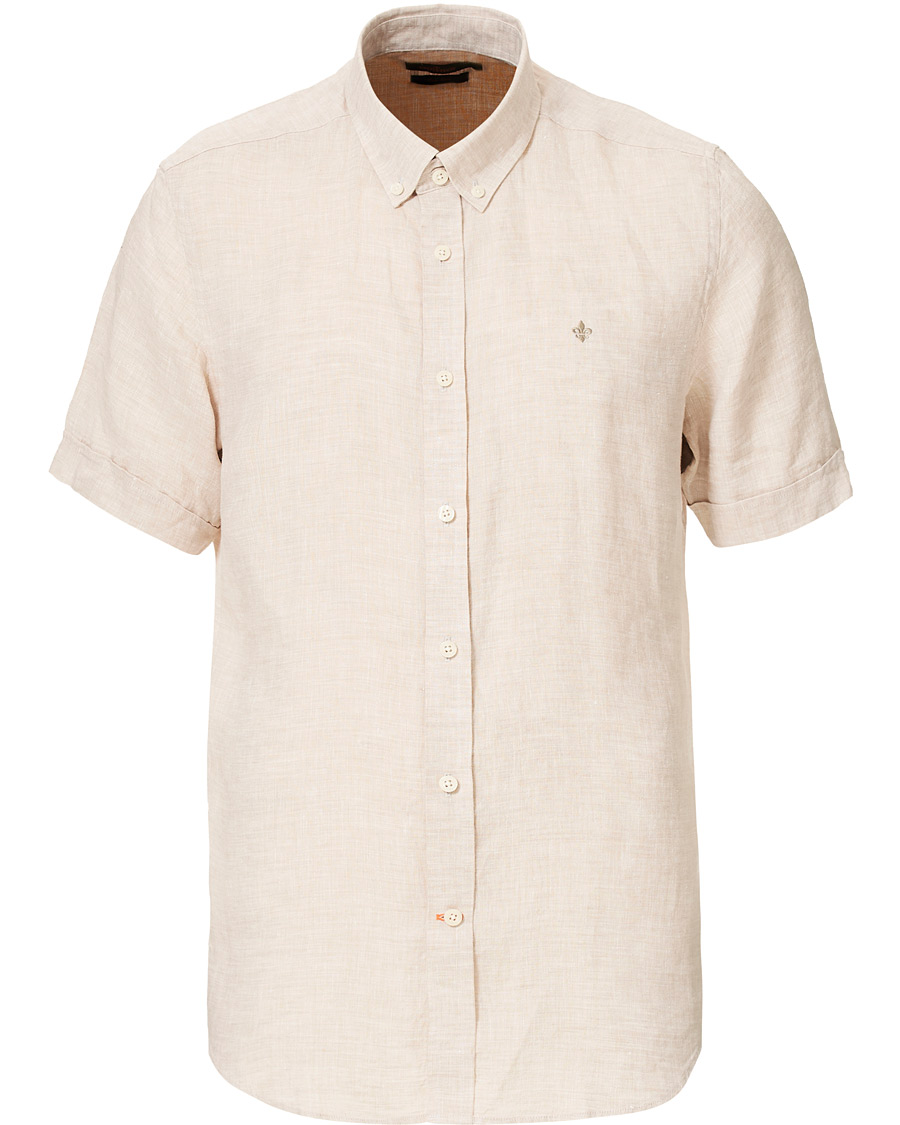 Herre | Skjorter | Morris | Douglas Short Sleeve Linen Shirt Khaki