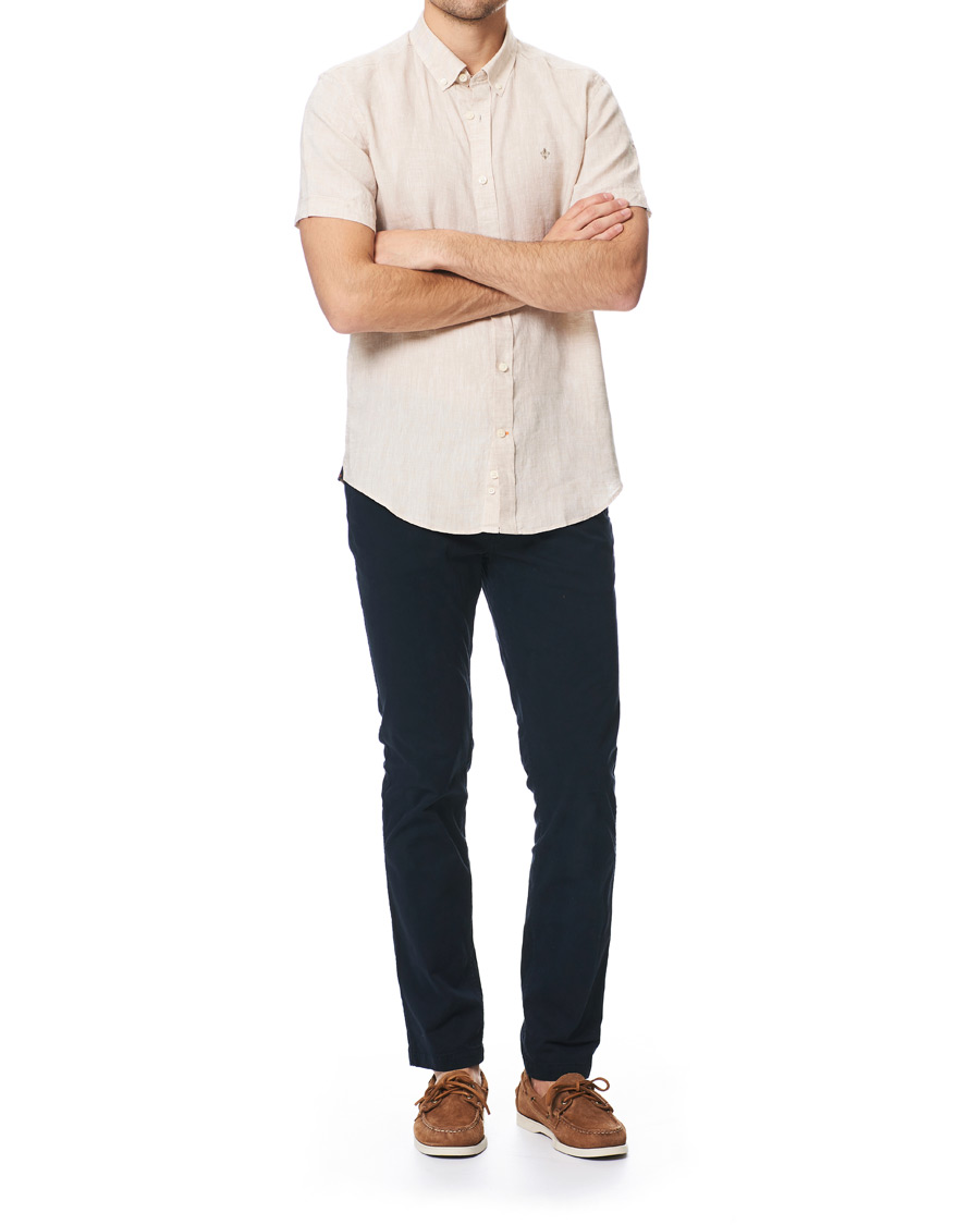 Herre | Skjorter | Morris | Douglas Short Sleeve Linen Shirt Khaki
