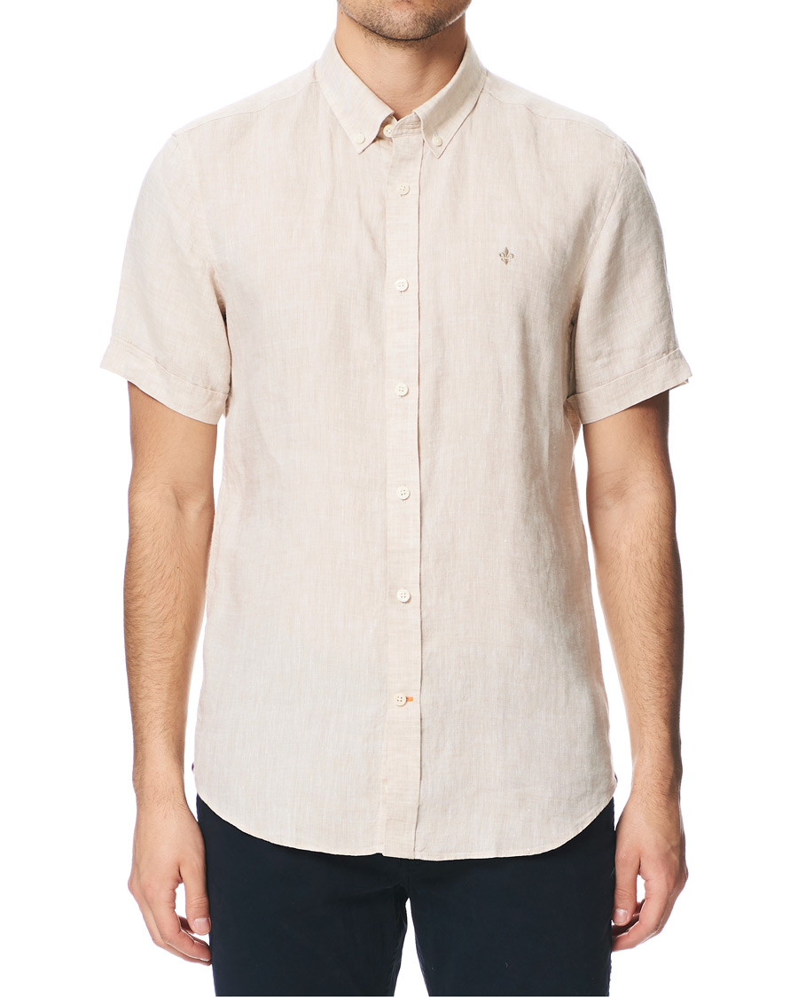 Herre | Skjorter | Morris | Douglas Short Sleeve Linen Shirt Khaki