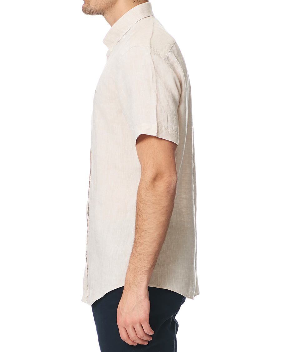 Herre | Skjorter | Morris | Douglas Short Sleeve Linen Shirt Khaki