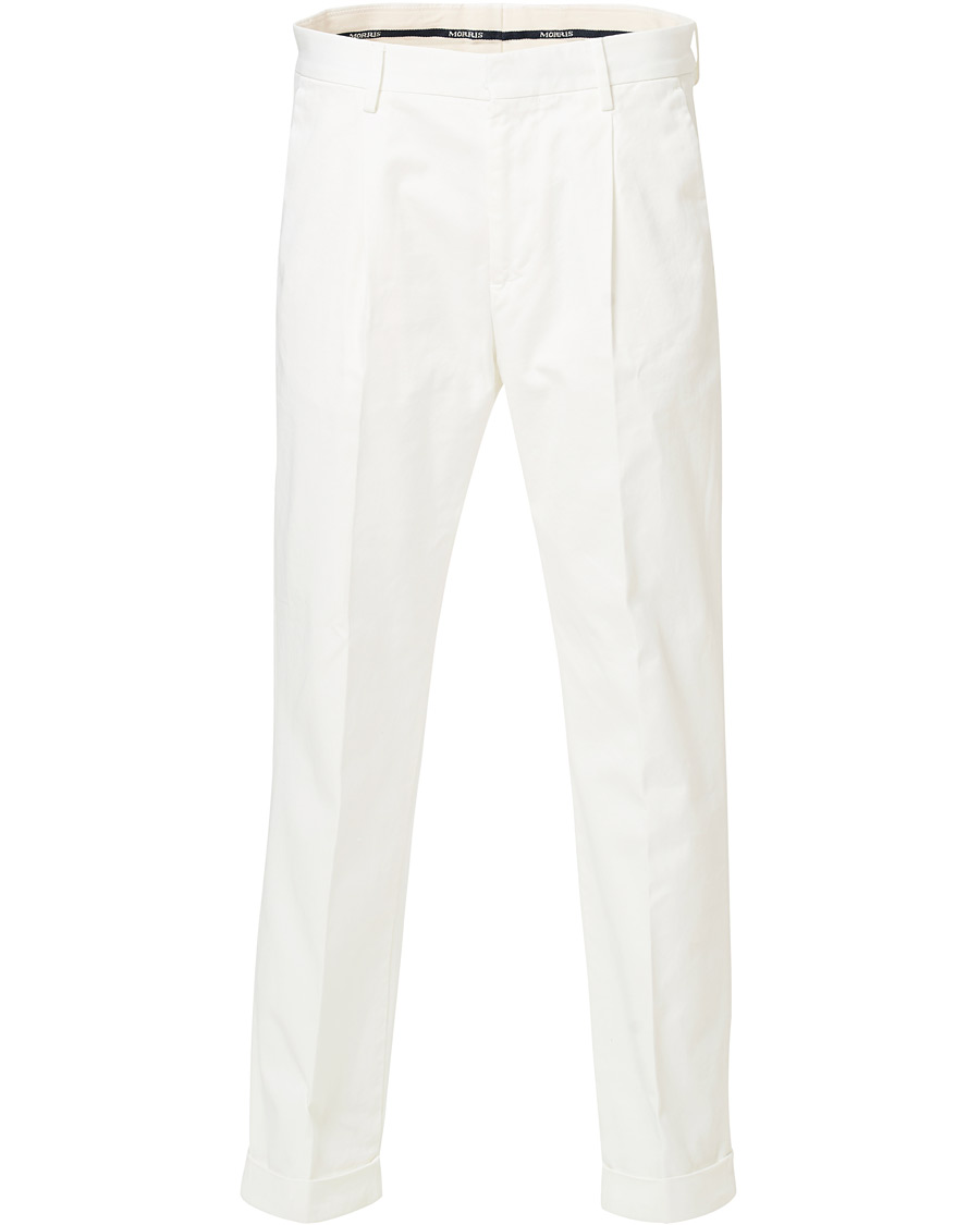Herre | Bukser | Morris | Bernard Pleated Turn Up Trousers Off White
