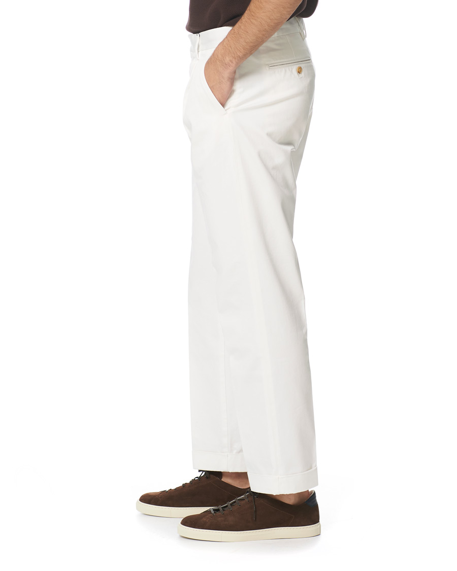 Herre | Bukser | Morris | Bernard Pleated Turn Up Trousers Off White