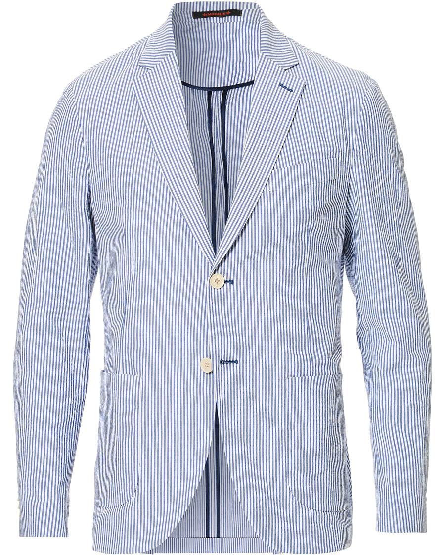 Herre | Dressjakker | Morris | Resort Striped Seersucker Balzer Blue/White