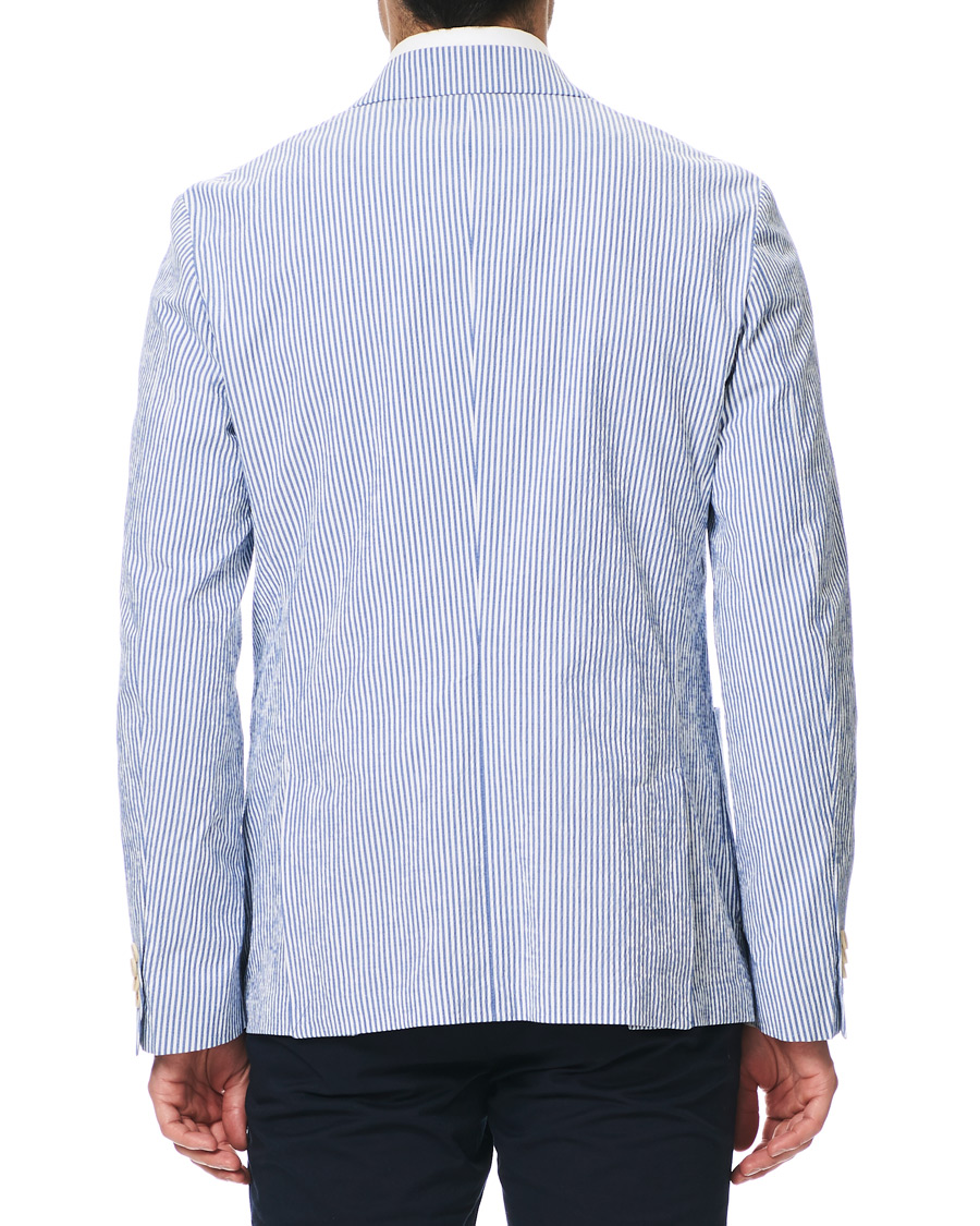 Herre | Dressjakker | Morris | Resort Striped Seersucker Balzer Blue/White