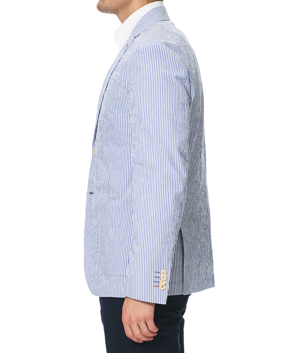 Herre | Dressjakker | Morris | Resort Striped Seersucker Balzer Blue/White