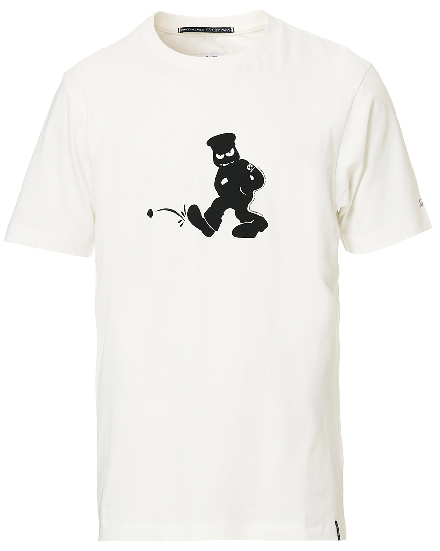 Herre | T-Shirts | C.P. Company | Comics And Cars Logo Tee Off White