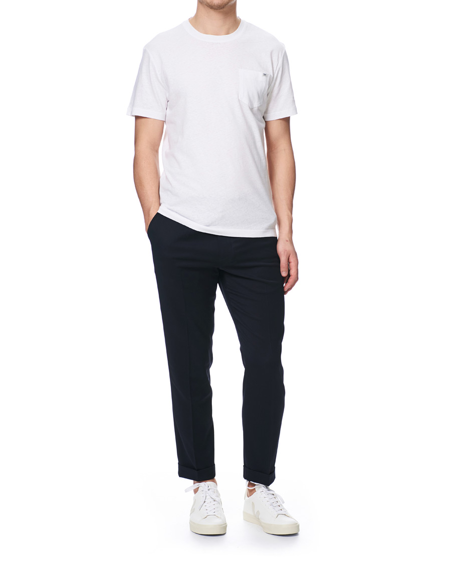 Herre | T-Shirts | Tiger of Sweden | Didelot Linen Pocket Crew Neck Tee White