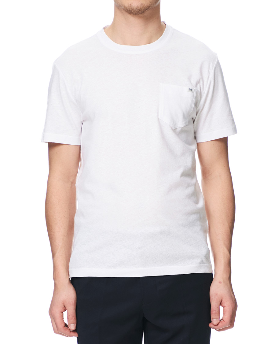 Herre | T-Shirts | Tiger of Sweden | Didelot Linen Pocket Crew Neck Tee White