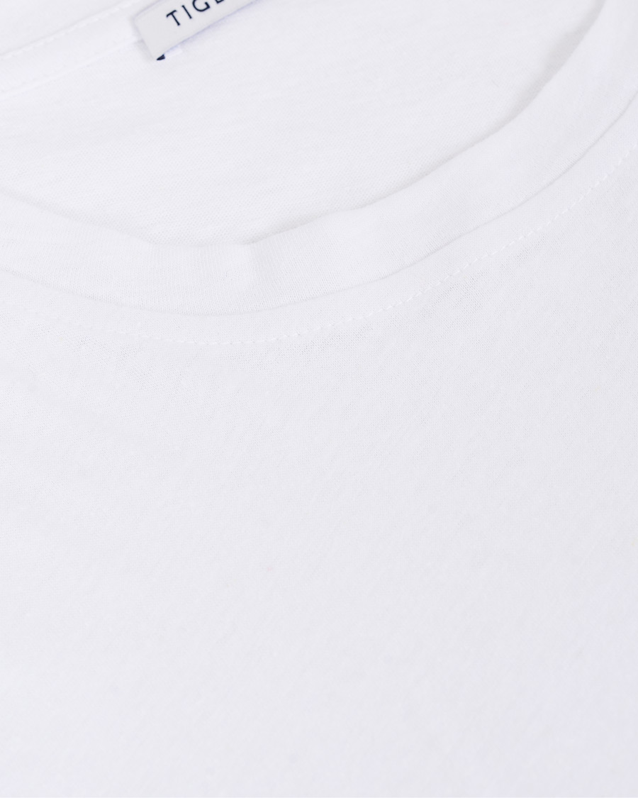 Herre | T-Shirts | Tiger of Sweden | Didelot Linen Pocket Crew Neck Tee White