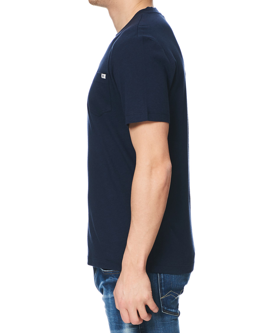 Herre | T-Shirts | Tiger of Sweden | Didelot Linen Pocket Crew Neck Tee Navy