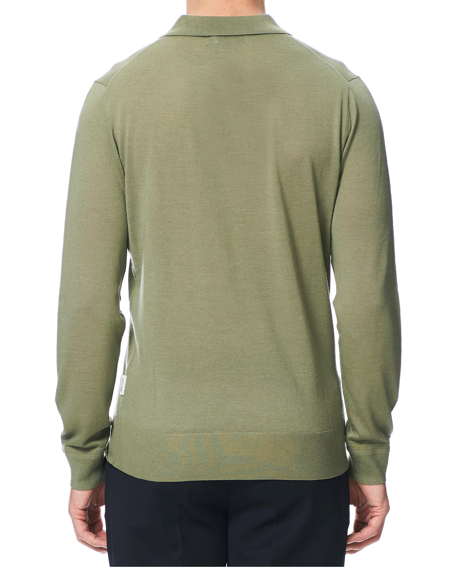Herre | Gensere | Tiger of Sweden | Newton Knitted Long Sleeve Polo Caraway Green
