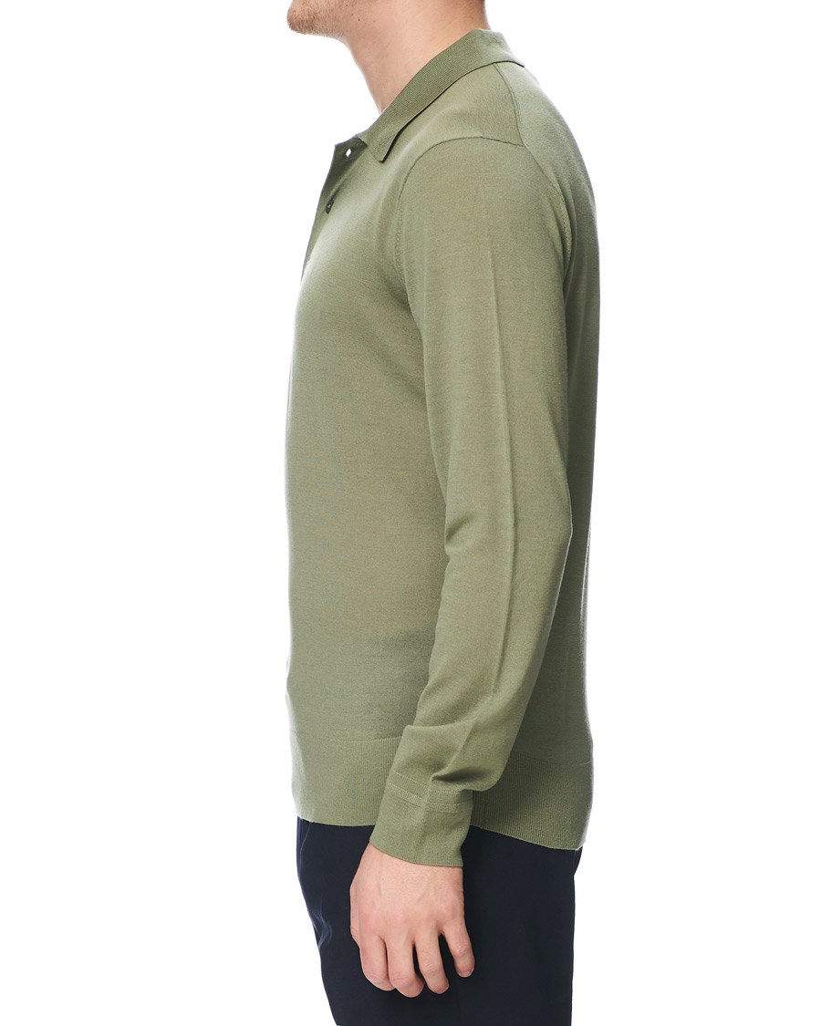 Herre | Gensere | Tiger of Sweden | Newton Knitted Long Sleeve Polo Caraway Green