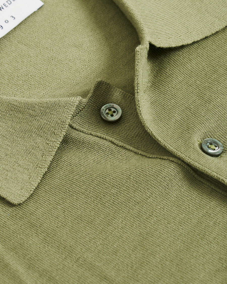 Herre | Gensere | Tiger of Sweden | Newton Knitted Long Sleeve Polo Caraway Green