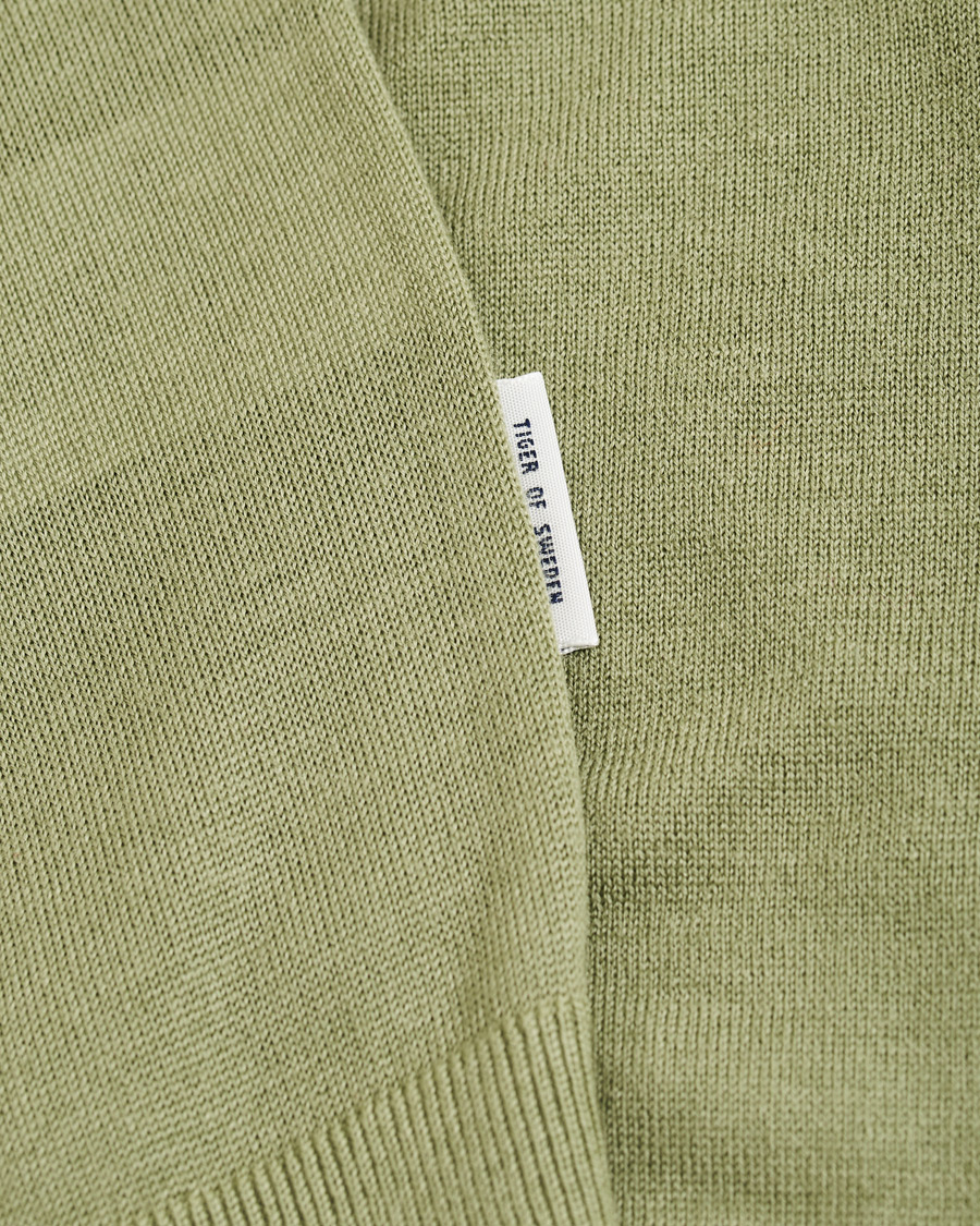 Herre | Gensere | Tiger of Sweden | Newton Knitted Long Sleeve Polo Caraway Green