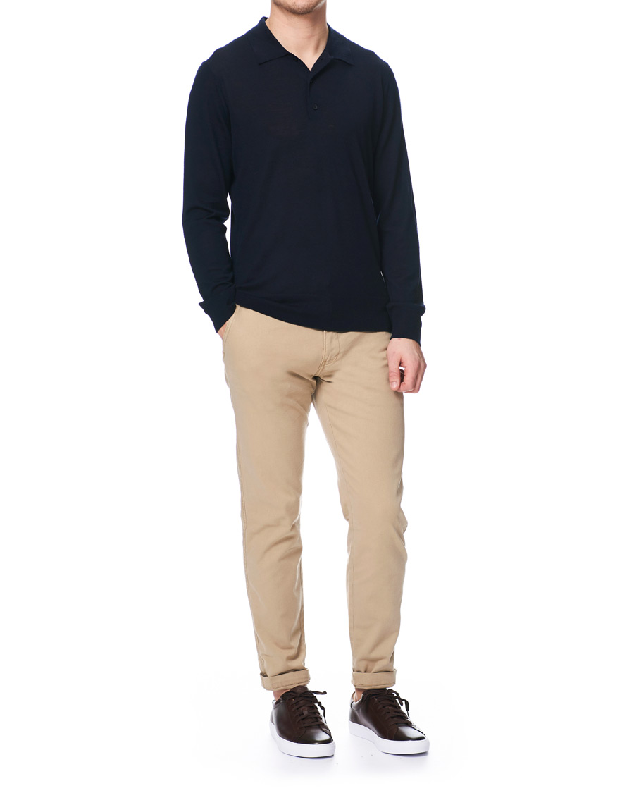 Herre | Gensere | Tiger of Sweden | Newton Knitted Long Sleeve Polo Navy