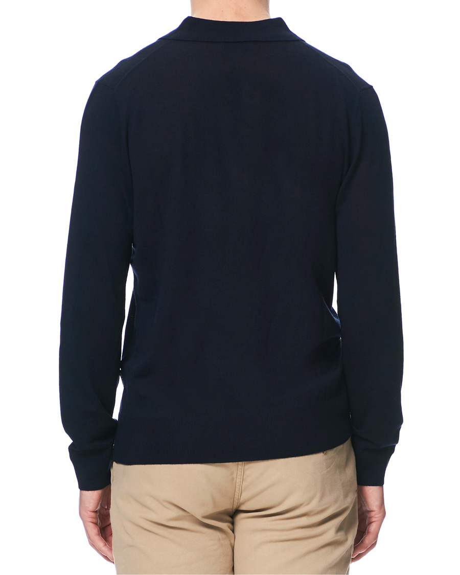 Herre | Gensere | Tiger of Sweden | Newton Knitted Long Sleeve Polo Navy