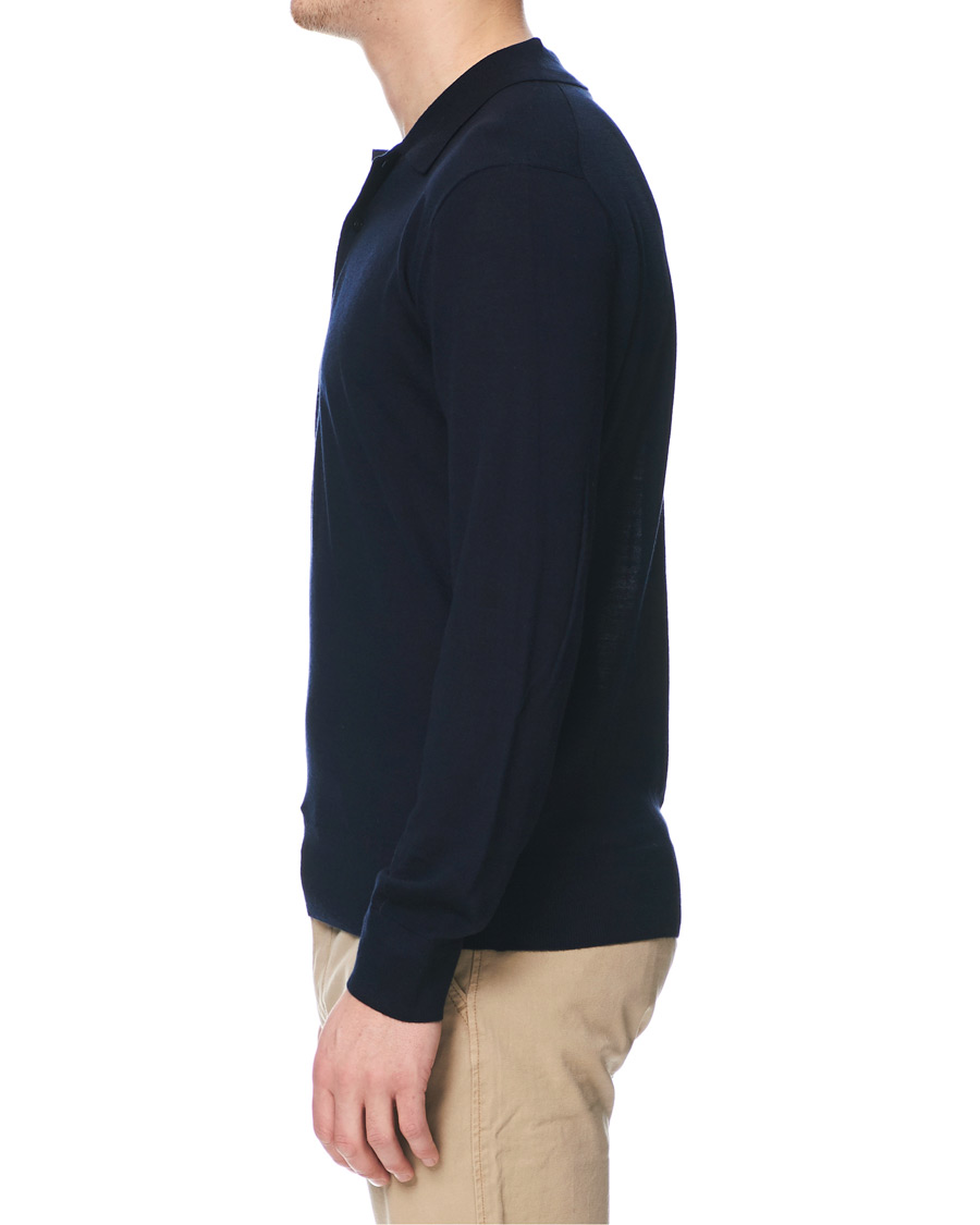 Herre | Gensere | Tiger of Sweden | Newton Knitted Long Sleeve Polo Navy