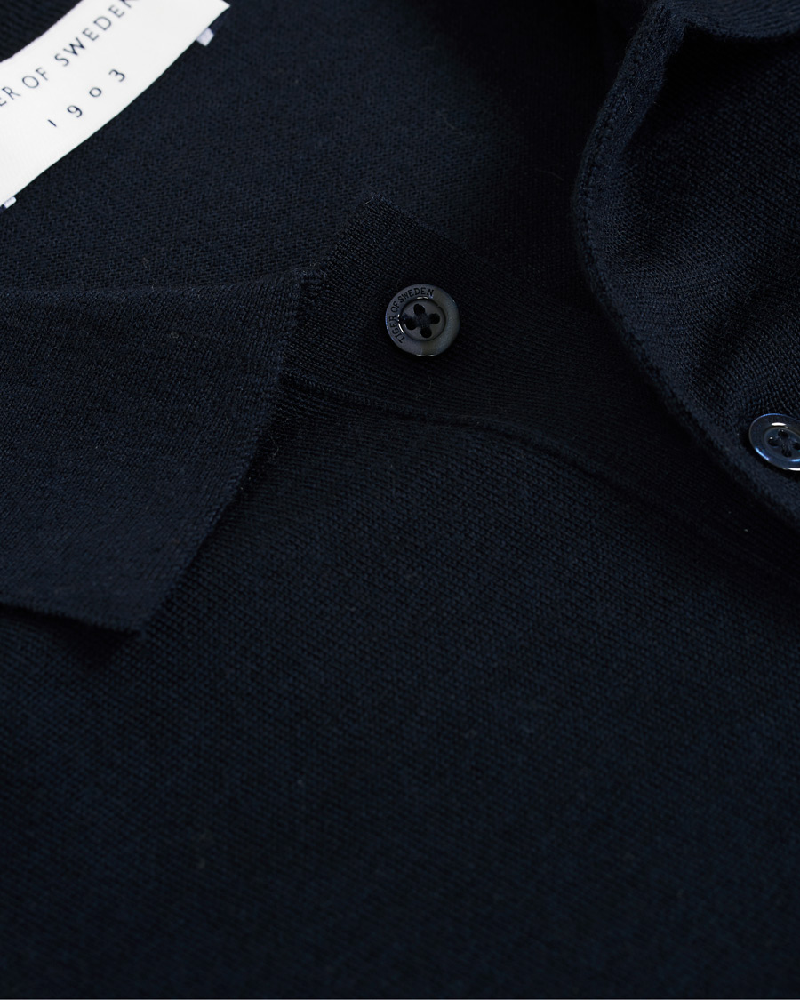 Herre | Gensere | Tiger of Sweden | Newton Knitted Long Sleeve Polo Navy