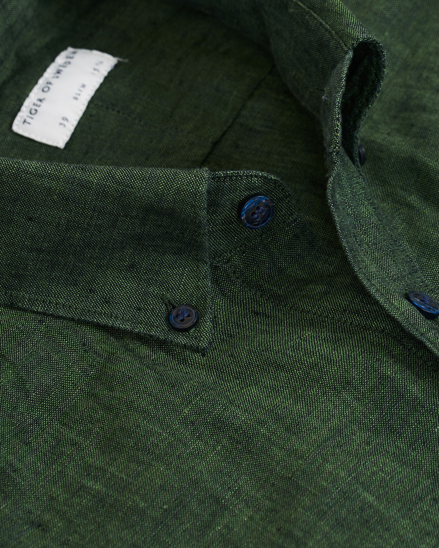 Herre | Skjorter | Tiger of Sweden | Fenald Button Down Linen Shirt Green