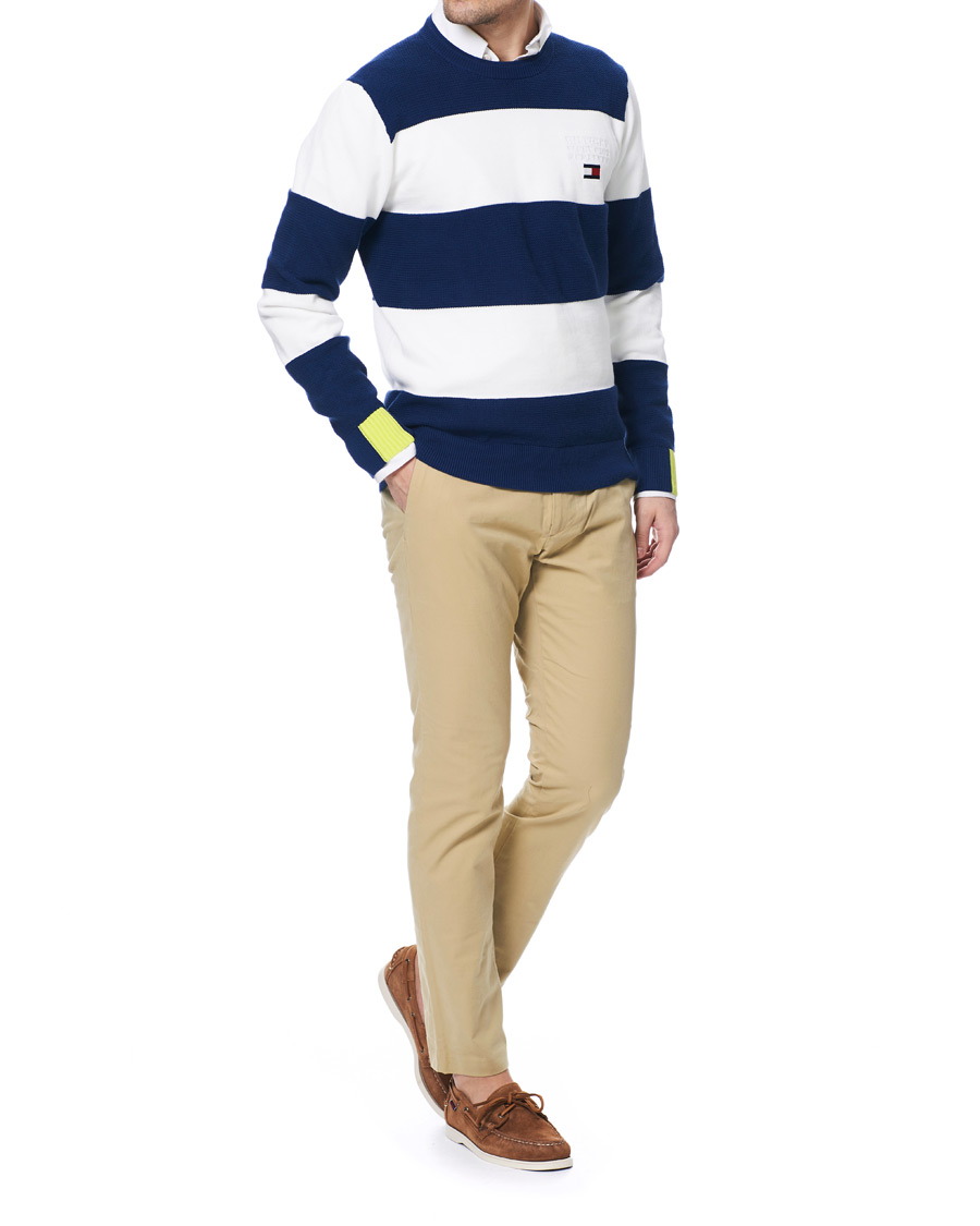 Herre | Gensere | Tommy Hilfiger | Neon Tipped Stripe Knitted Crew Neck Blue Ink