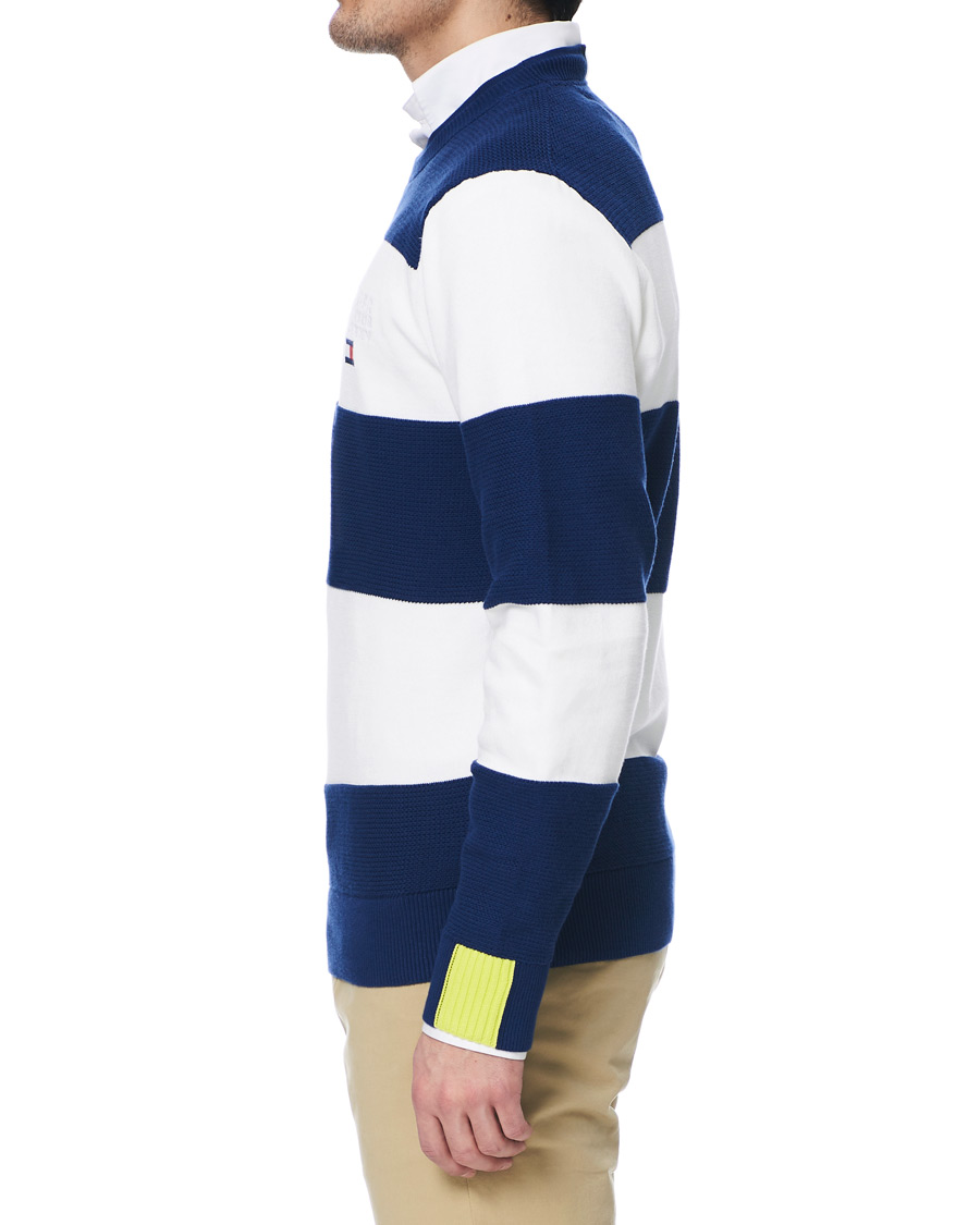 Herre | Gensere | Tommy Hilfiger | Neon Tipped Stripe Knitted Crew Neck Blue Ink