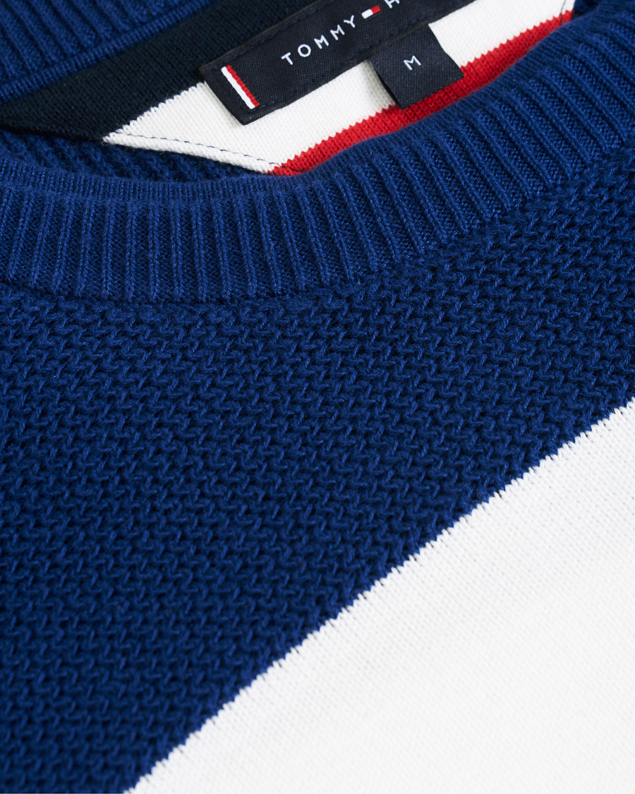 Herre | Gensere | Tommy Hilfiger | Neon Tipped Stripe Knitted Crew Neck Blue Ink